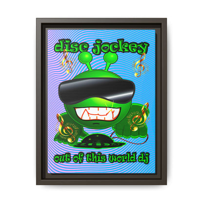 disc jockey - framed canvas art (light blue-purple wave)