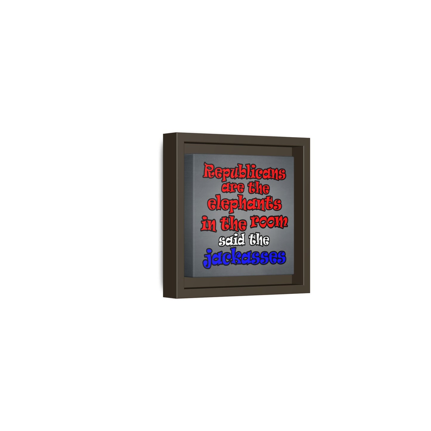 donkeys and elephants - framed canvas art (grey-light grey)