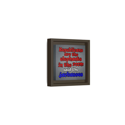 donkeys and elephants - framed canvas art (grey-light grey)