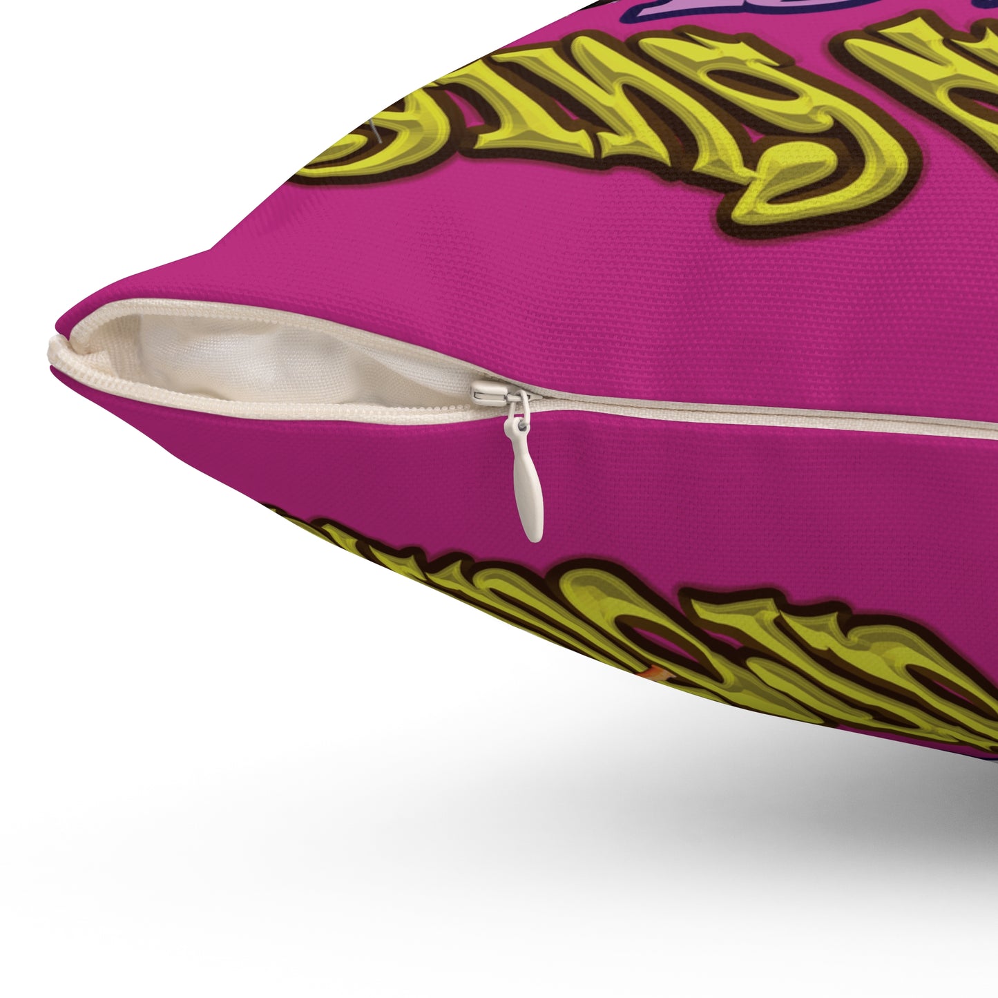 the bum's shit - Spun Polyester Square Pillow - (pink)