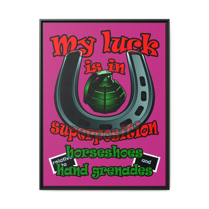 my luck - framed canvas art (pink)