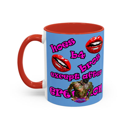 hoes b4 bros - Accent Mug (light blue)