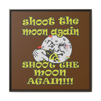 shoot the moon again - framed canvas art (brown)