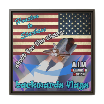 shoot for the stars - framed canvas art (grey-pink wave)