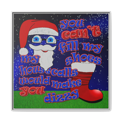 santa's shoes - framed canvas art ('snoops' background)