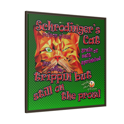schrodinger's cat - framed canvas art (logo green)