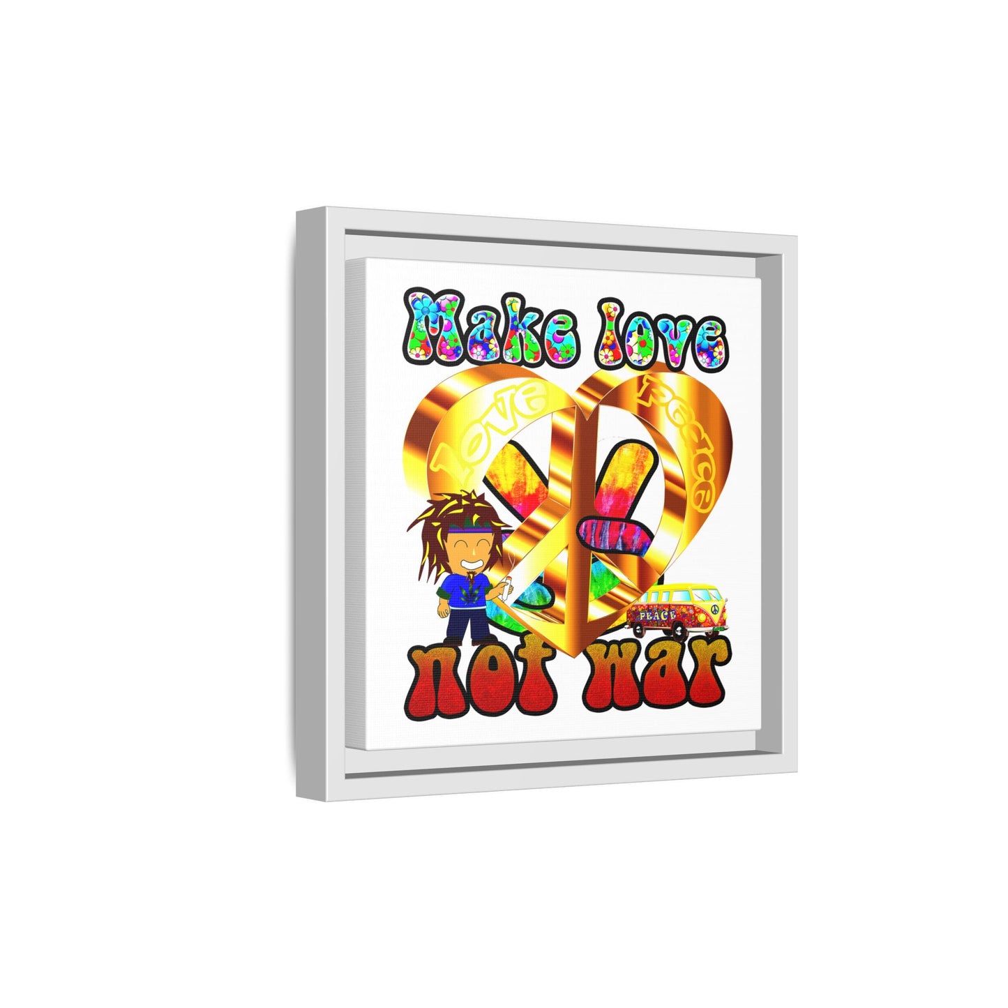 love peace - framed canvas art (white)