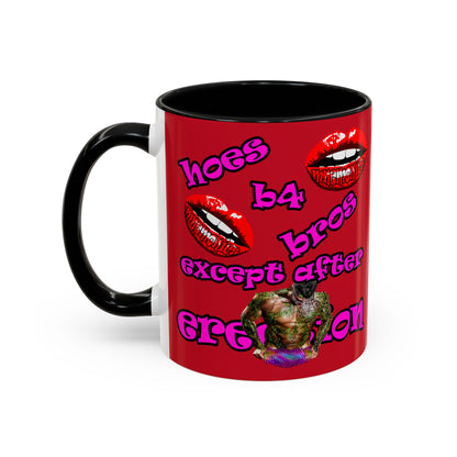 hoes b4 bros - Accent Mug (dark red)