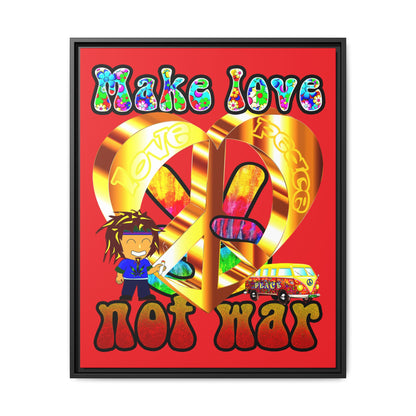 love peace - framed canvas art (red)