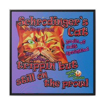 schrodinger's cat - framed canvas art (light blue-purple wave)