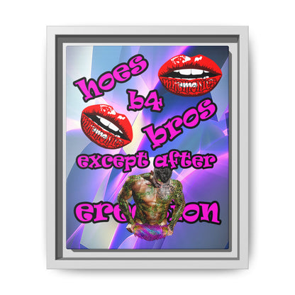 hoes b4 bros - framed canvas art (grey-pink wave)