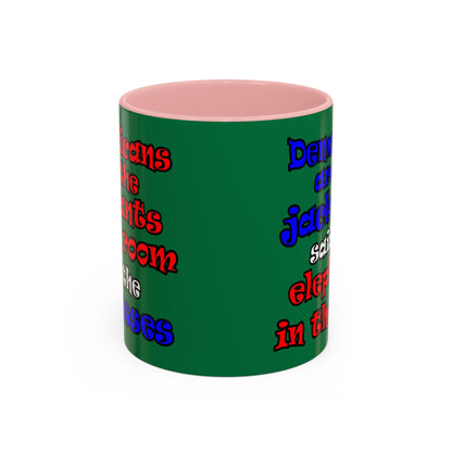 donkeys and elephants - Accent Mug (dark green)