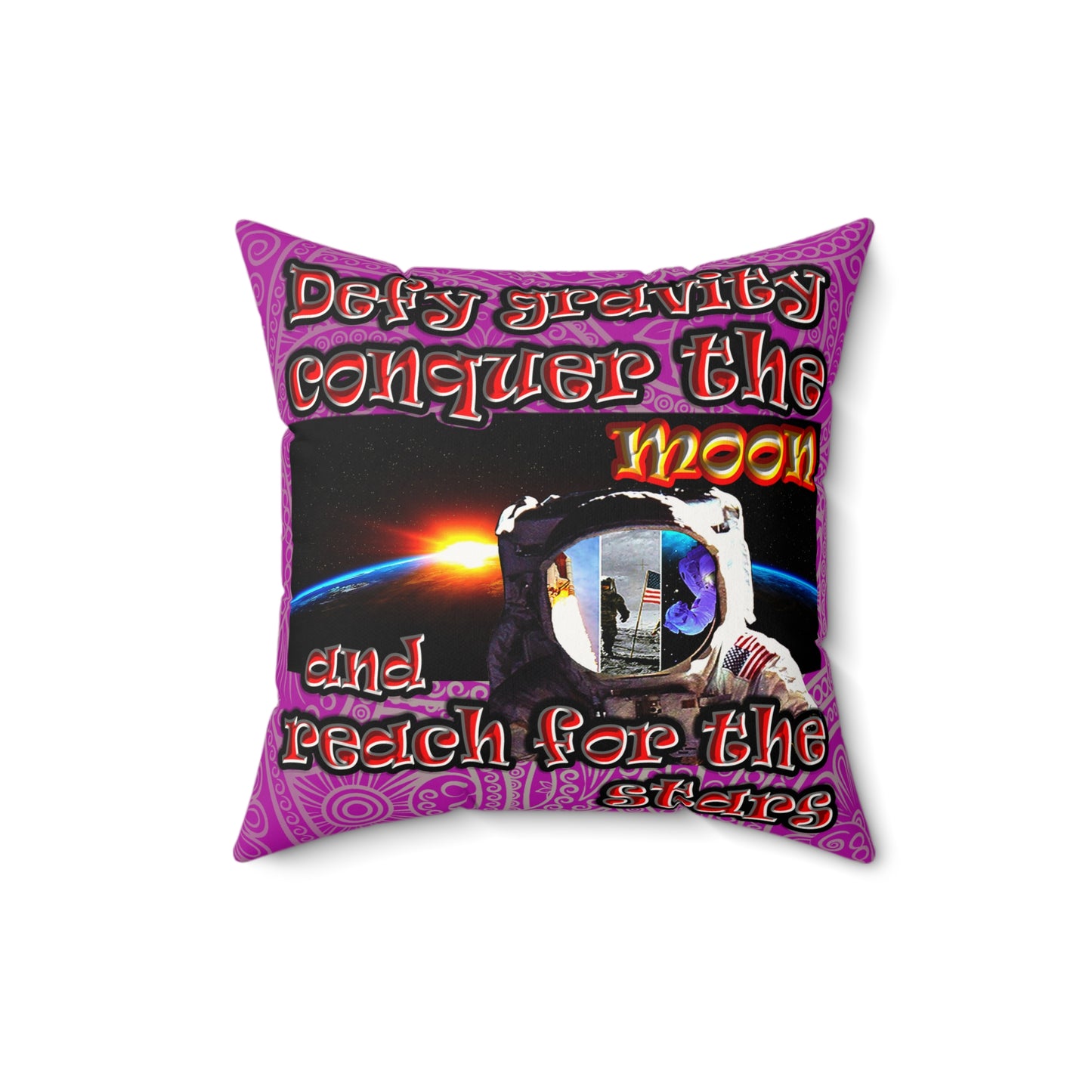 defy conquer reach - Faux Suede Square Pillow - (pink swirl)