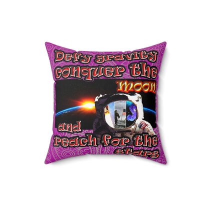 defy conquer reach - Faux Suede Square Pillow - (pink swirl)