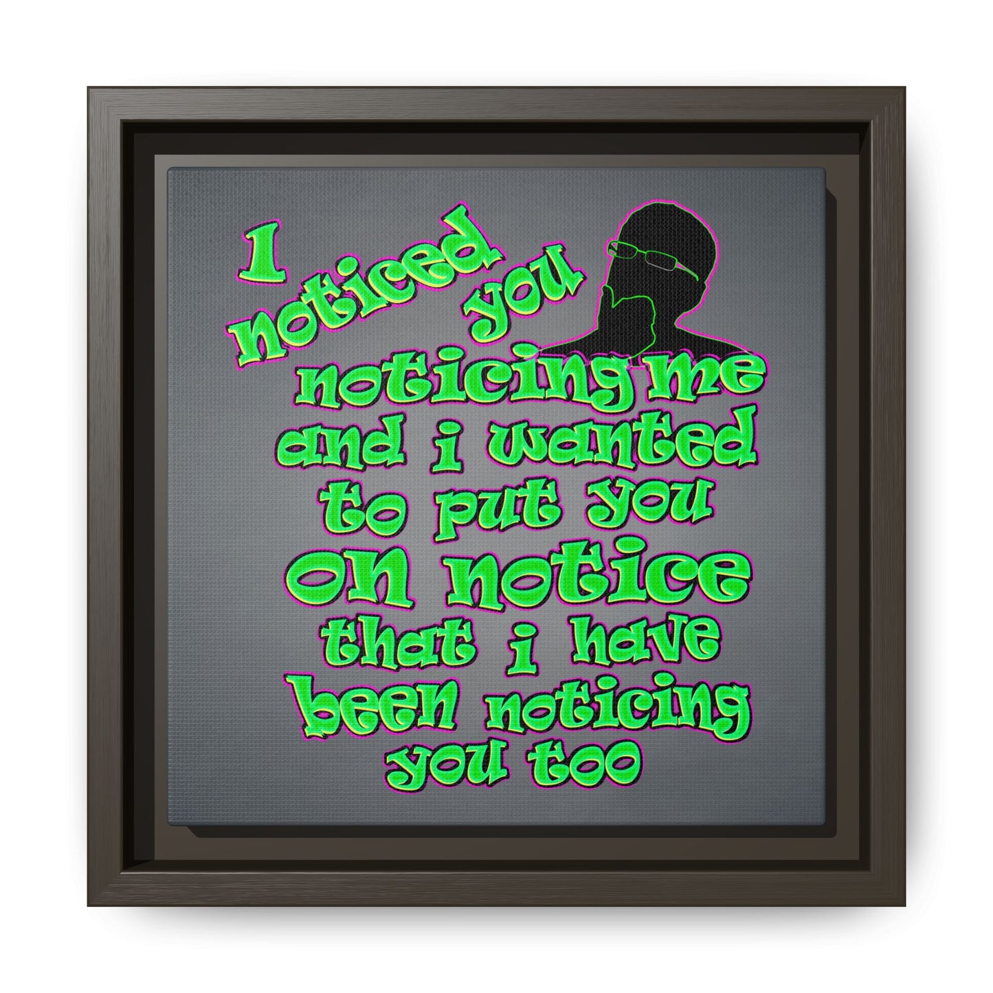 noticed you noticing - framed canvas art (grey-light grey)