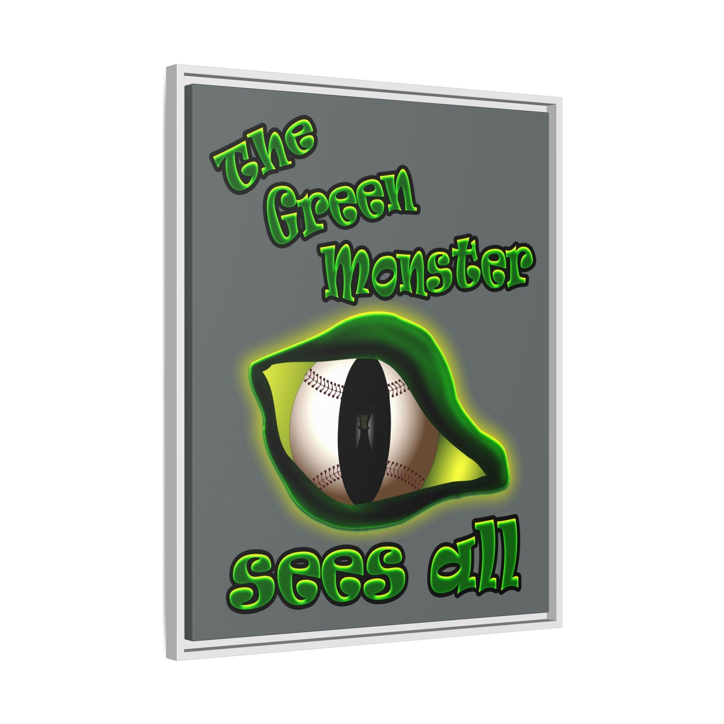 green monster - framed canvas art (dark grey)