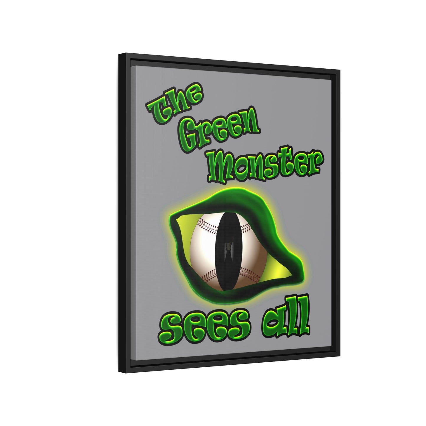 green monster - framed canvas art (grey)