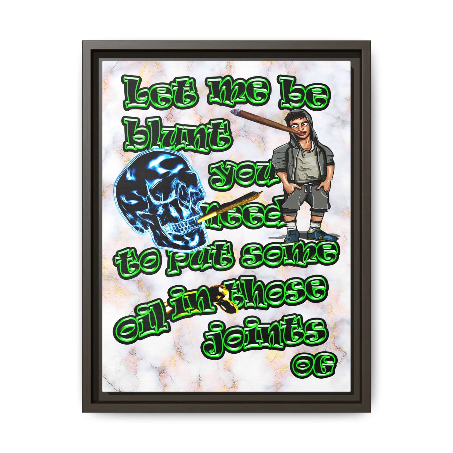 og - framed canvas art (white marble)