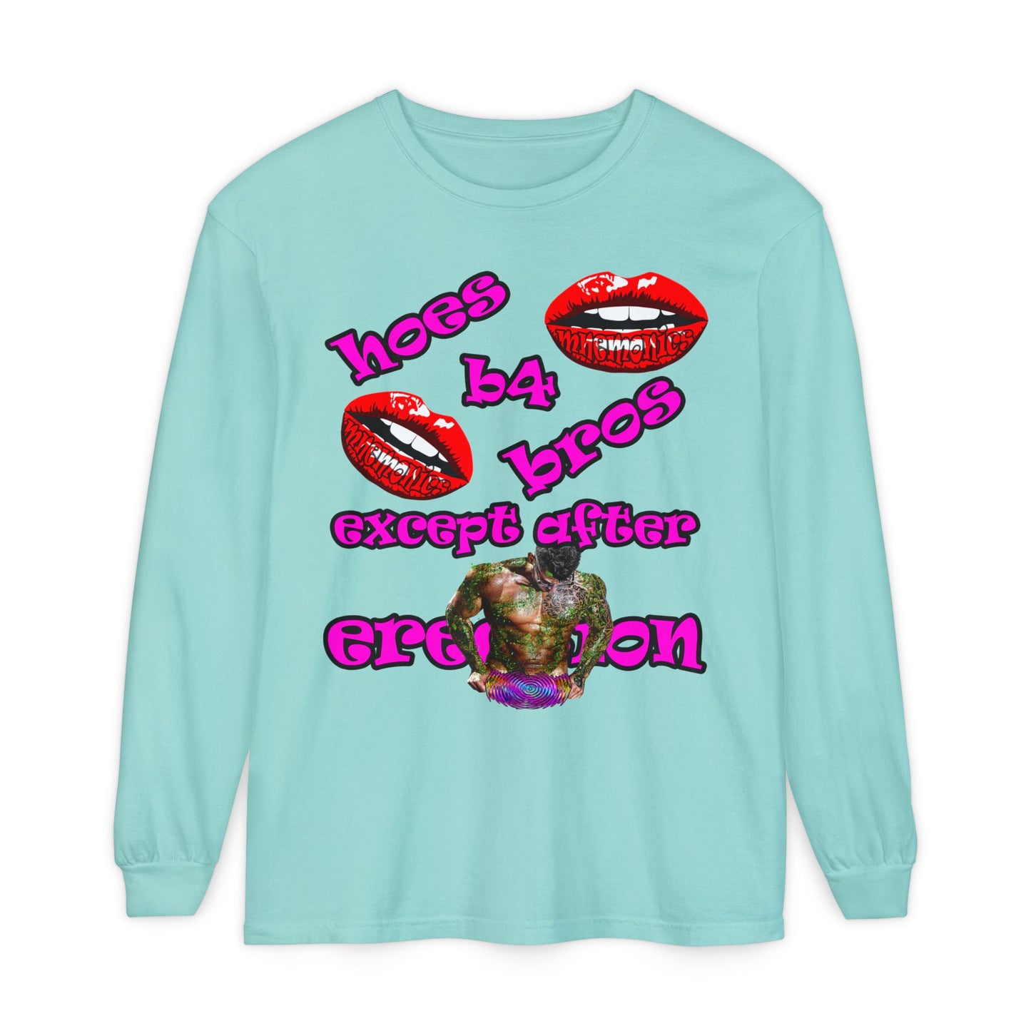hoes b4 bros - Unisex Garment-dyed Long Sleeve T-Shirt