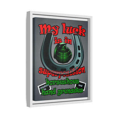 my luck - framed canvas art (grey-light grey)