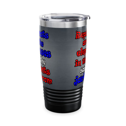 donkeys and elephants - Ringneck Tumbler, 20oz (grey-light grey)