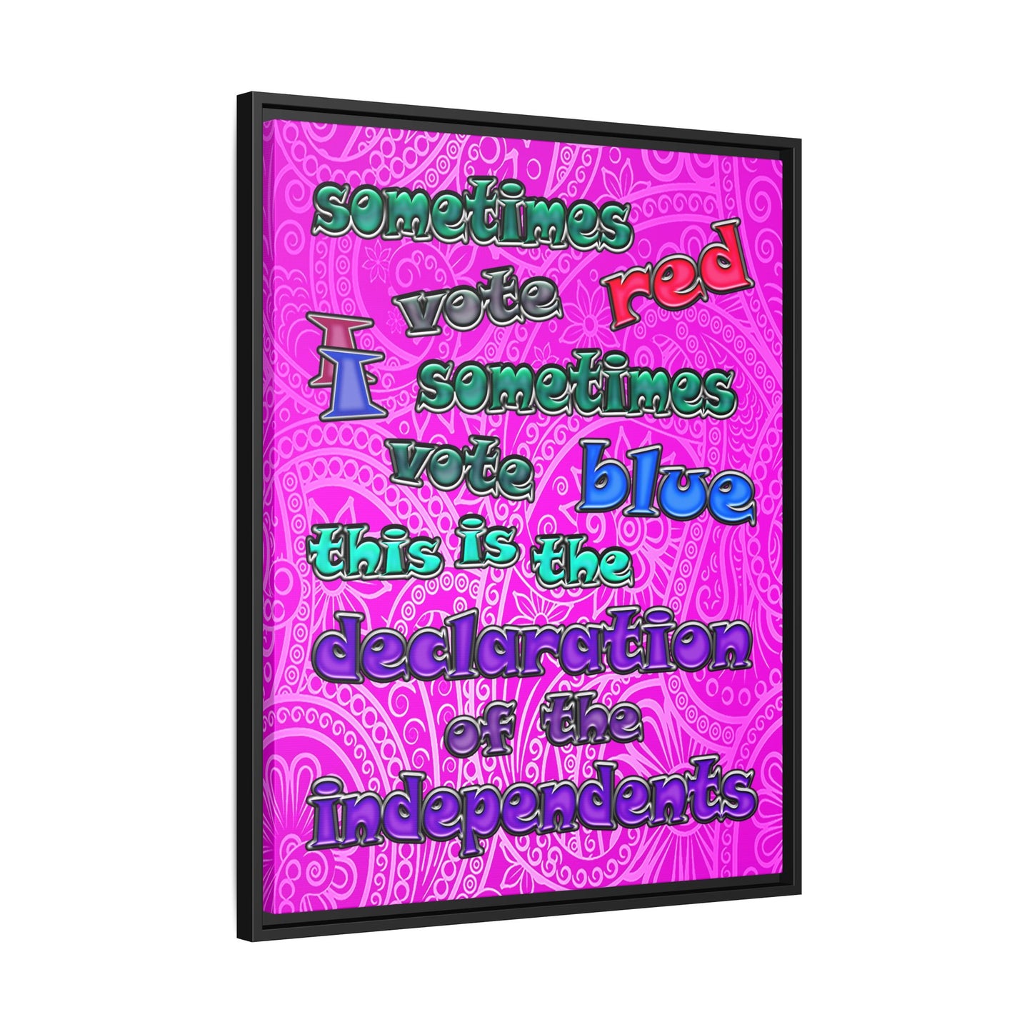 declaration of the independents - framed canvas art (pink swirl)
