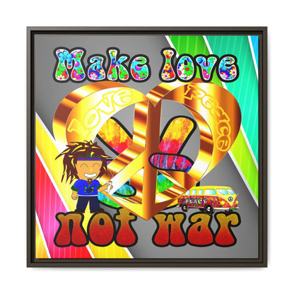 love peace - framed canvas art (rainbow split)