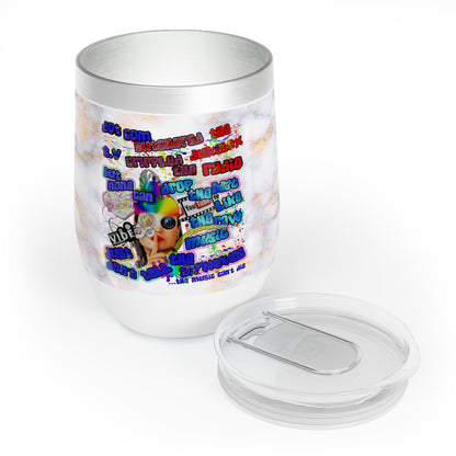 drop the beat - Chill Wine Tumbler  (white marble)