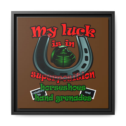 my luck - framed canvas art (brown)
