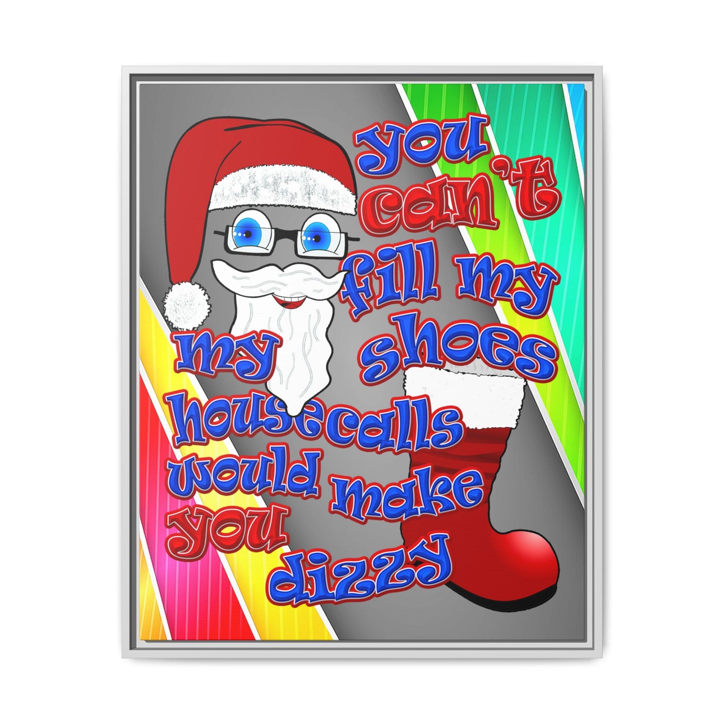 santa's shoes - framed canvas art (rainbow split)