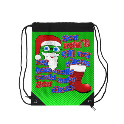 santa's shoes - Drawstring Bag (logo green)