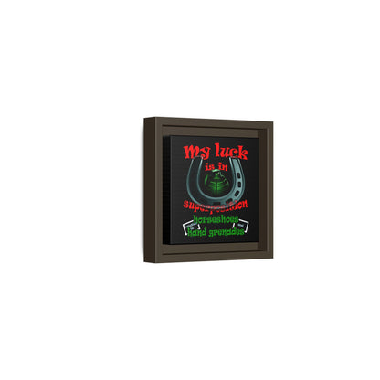 my luck - framed canvas art (black)