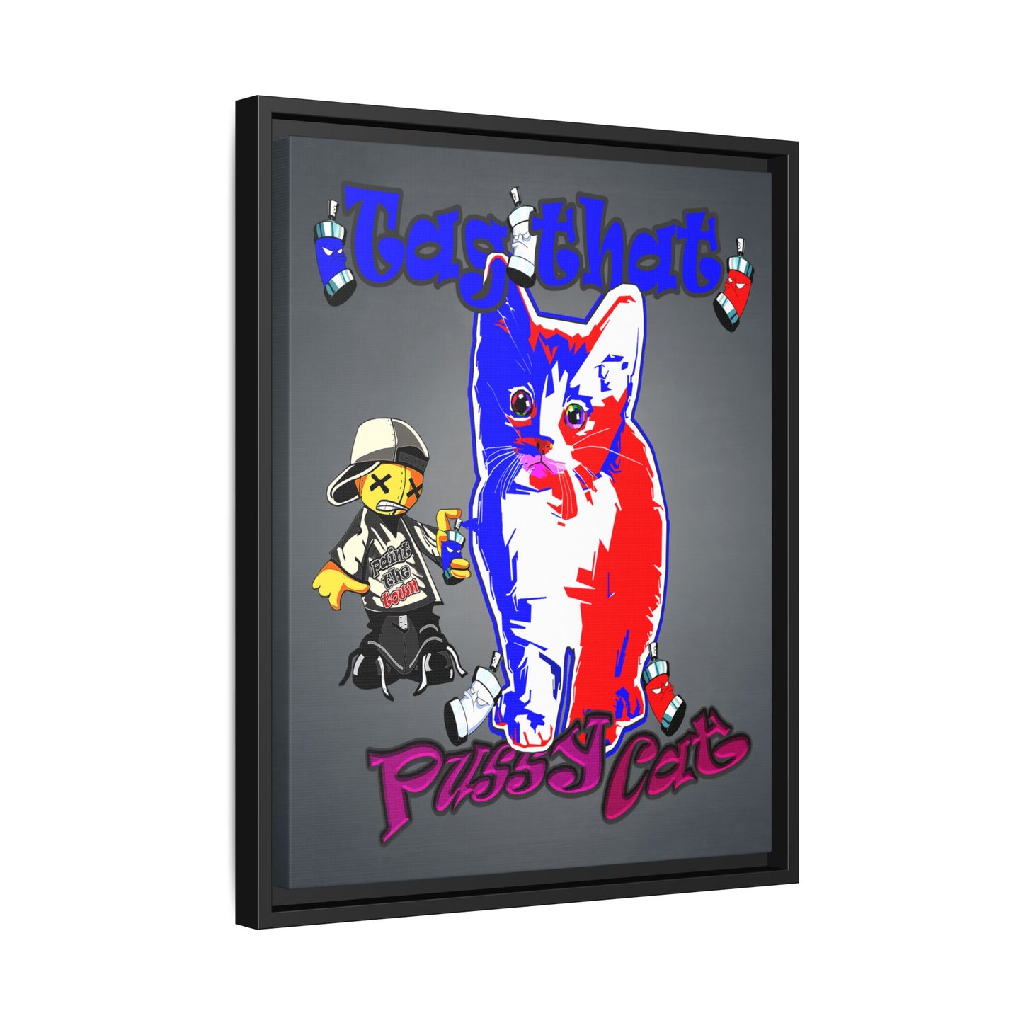 tag that - framed canvas art (grey-light grey)