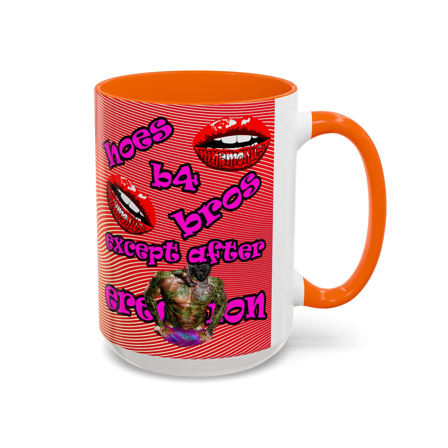 hoes b4 bros - Accent Mug (yellow-orange wave)