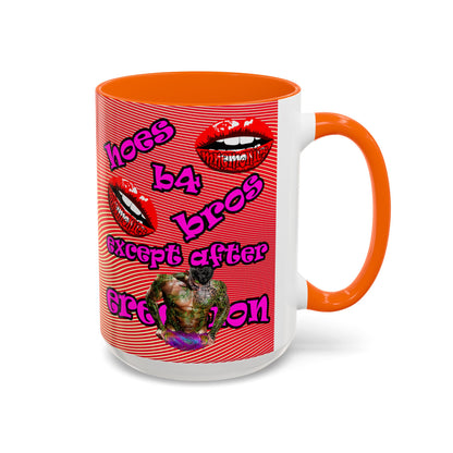 hoes b4 bros - Accent Mug (yellow-orange wave)