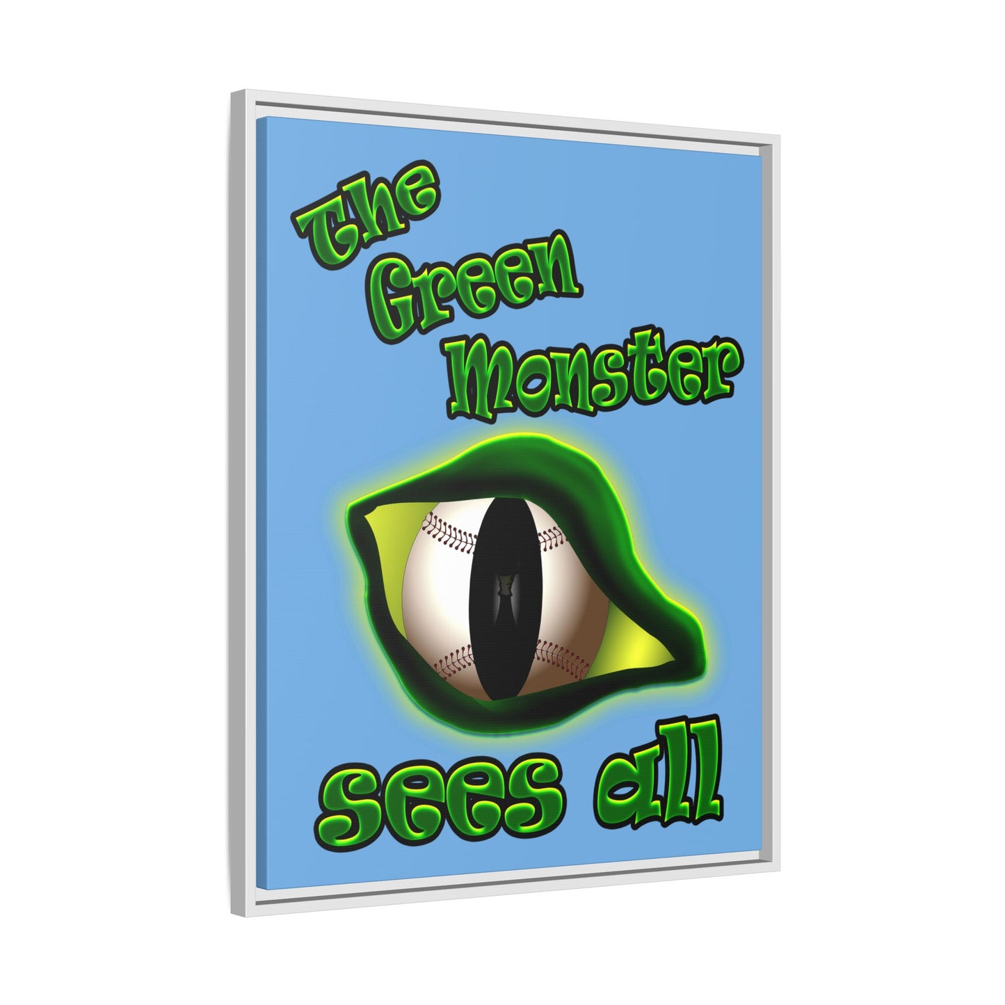 green monster - framed canvas art (light blue)