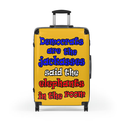 donkeys and elephants - Suitcase (yellow)