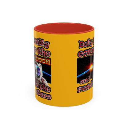 defy conquer reach - Accent Mug (yellow)