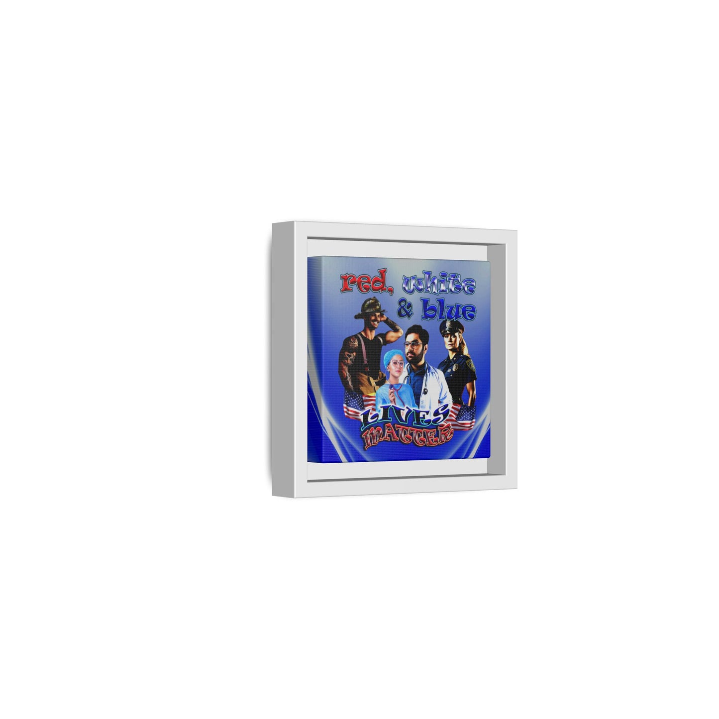 rw&b lives matter - framed canvas art (blue-white wave)