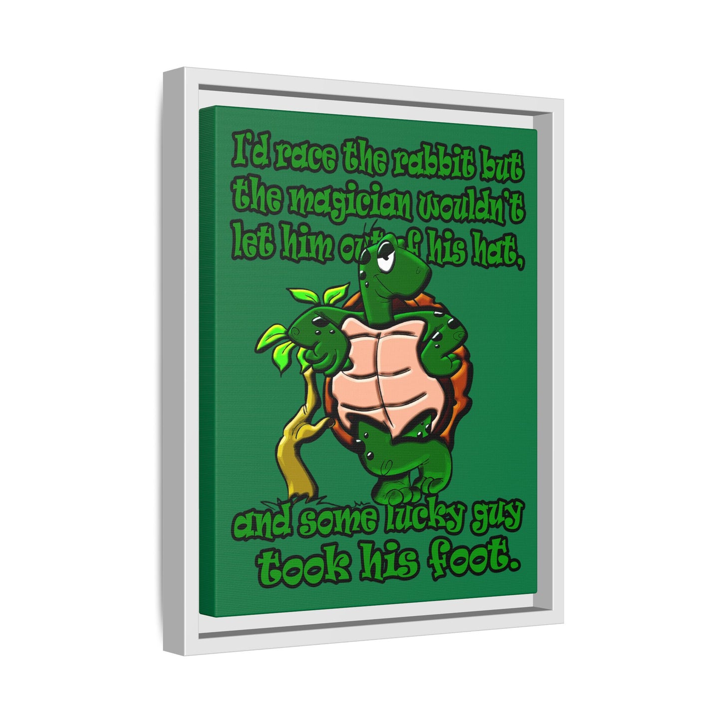 turtle race - framed canvas art (dark green)