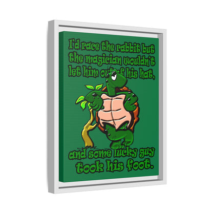 turtle race - framed canvas art (dark green)