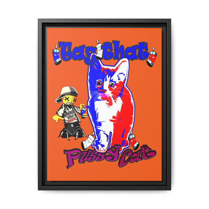 tag that - framed canvas art (orange)