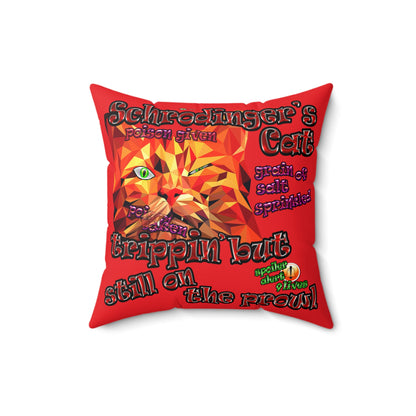 schrodinger's cat - Spun Polyester Square Pillow - (red)
