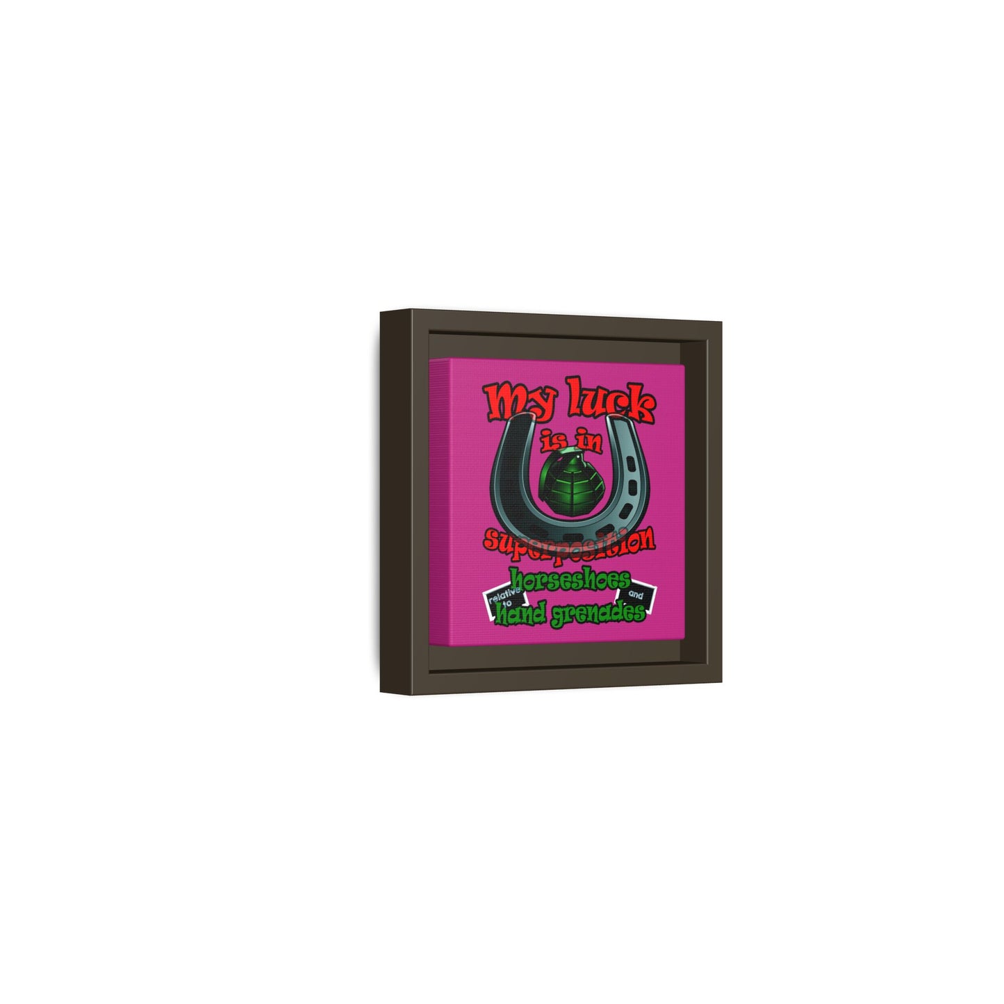my luck - framed canvas art (pink)
