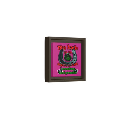 my luck - framed canvas art (pink)