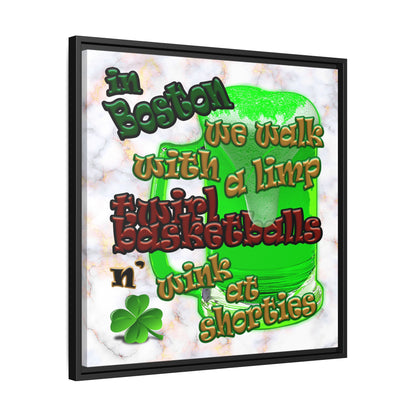 celtics logo - framed canvas art (white marble)
