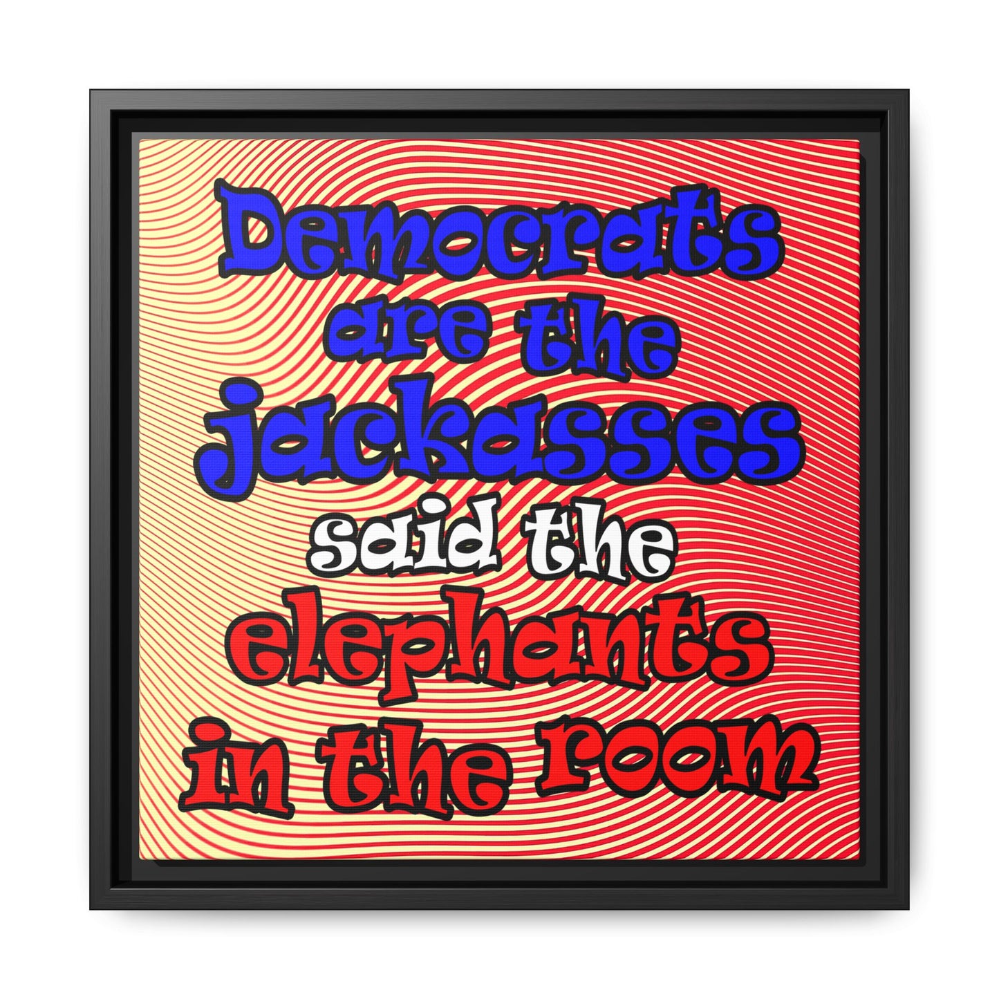 donkeys and elephants - framed canvas art (yellow-orange wave)