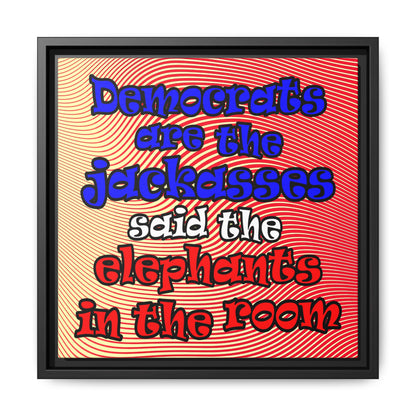 donkeys and elephants - framed canvas art (yellow-orange wave)