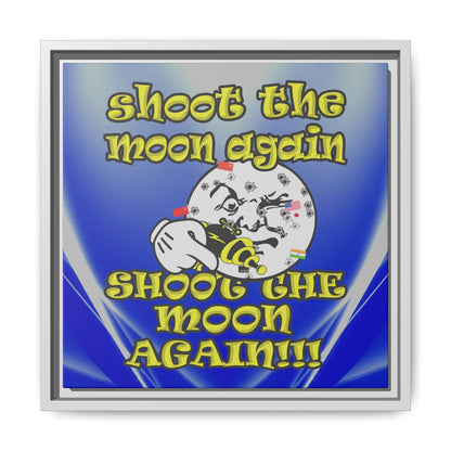 shoot the moon again - framed canvas art (blue-white wave)