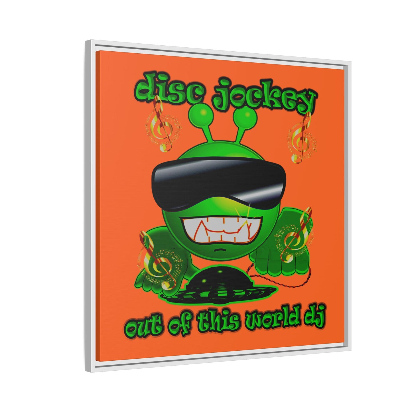 disc jockey - framed canvas art (orange)
